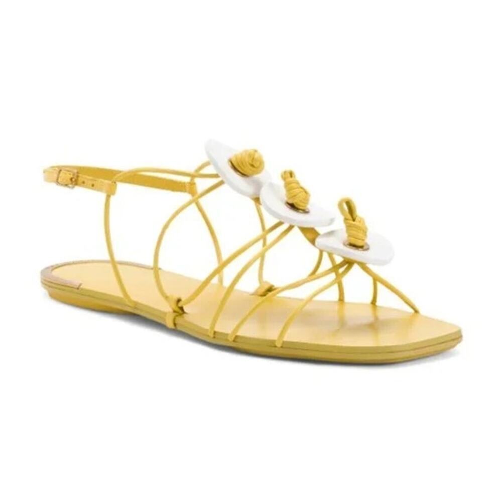 TORY BURCH Yellow Artisanal Knot Sandal Tripon Cristal Elba Sandals Size 7